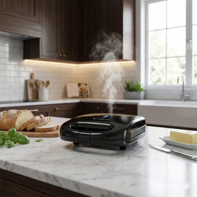 Sanduicheira Elétrica preparando lanche.